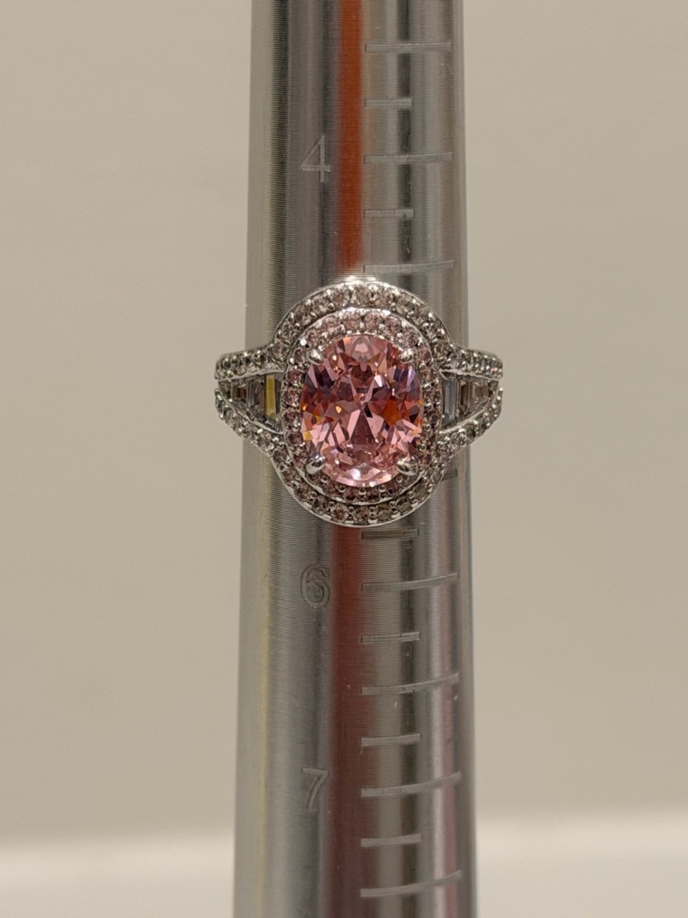 Bomb Party NWOT! Pink Oval Halo Ring with Pavé Silver Band